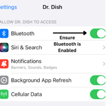 Dr. Dish Player App, Apple Bluetooth Permissions